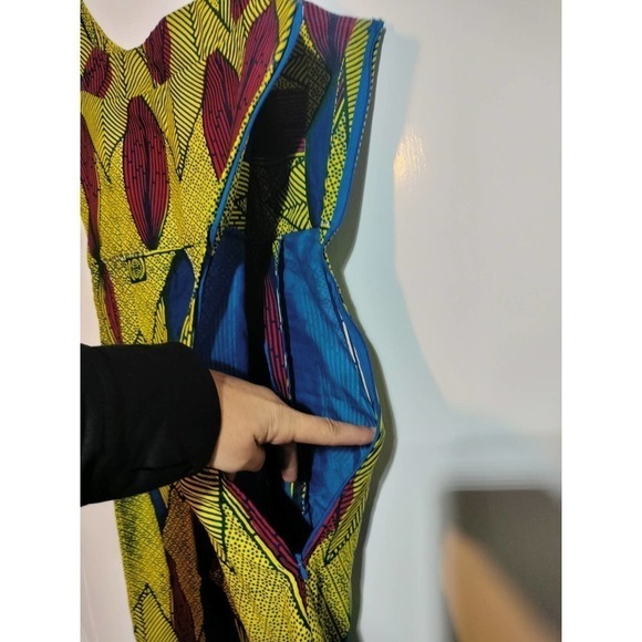 Handmade dress bright multi-color sleeveless maxi dress medium to large - Picture 4 of 7